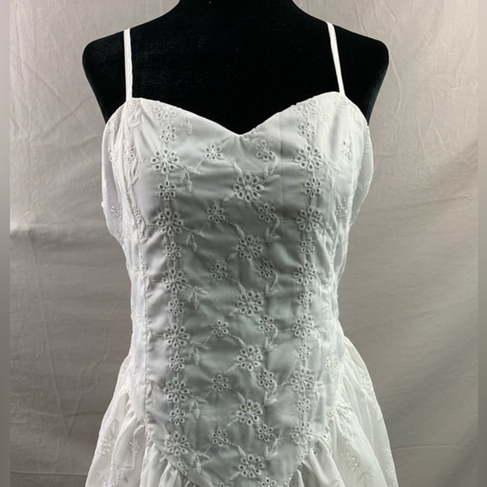 White Floral Eyelet Embroidery Cami Dress - Picture 6 of 9